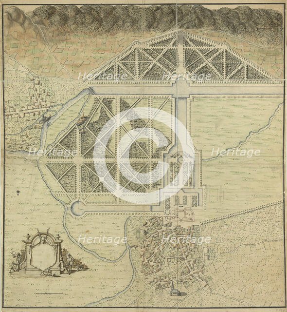 Château d'Anet; plan of the castle, garden and surroundings, between 1680 and 1684. Creators: Andre Le Notre, Claude Desgots.