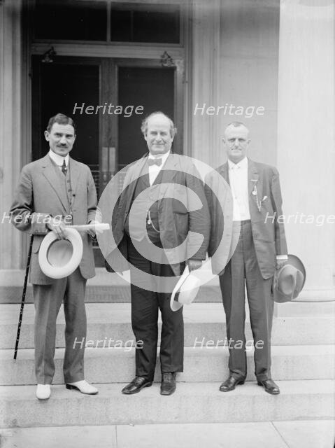 Richard Lee Metcalfe, Civ. Gov. Canal Zone, with Min. Morales of Panama And Sec. Bryan, 1913.  Creator: Harris & Ewing.