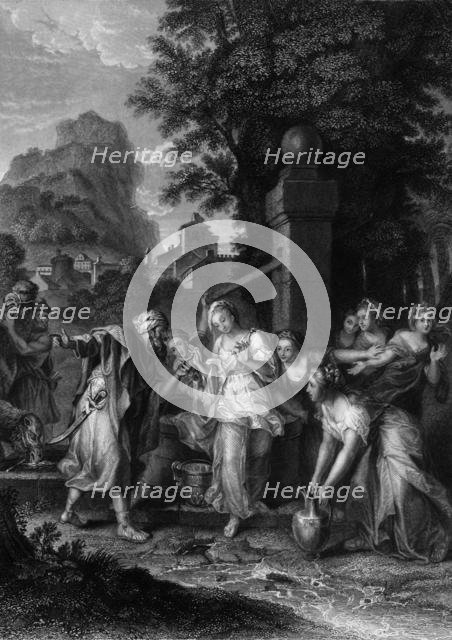 'The meeting of Eliezer and Rebecca at the well', 19th century. Creator: H Robinson.