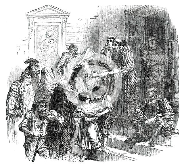 Monks of the Convent of Ara Coeli Giving Soup to the Poor, 1850. Creator: Unknown.