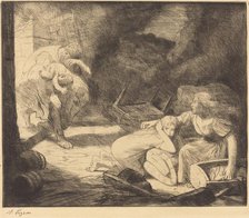 The Fire, 2nd plate (L'incendie). Creator: Alphonse Legros.