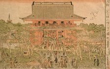 Perspective View of the Temple Shiba Mirokuzan Zojoji, Late 18th - early 19th century. Creator: Utagawa Toyokuni I.