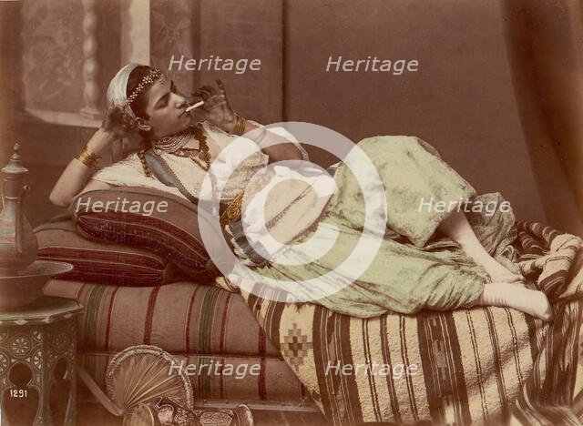 Reclining Woman Smoking, 1870-90. Creator: Unknown.