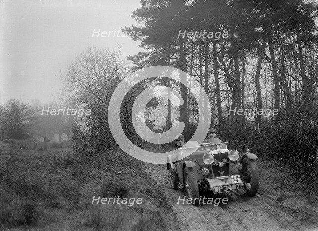 MG J2 of Bernard Bray at the Sunbac Colmore Trial, near Winchcombe, Gloucestershire, 1934. Artist: Bill Brunell.