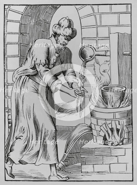 The gipsy who washed his hands in molten lead, 1560, (1878).  Creator: Unknown.