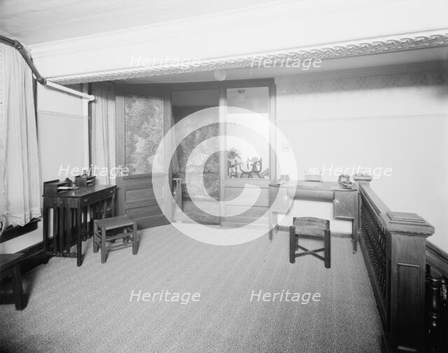 E.M. Bigsby Co. show rooms, private office from balcony, between 1900 and 1915. Creator: Unknown.