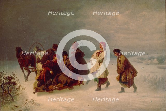 The Recruits Farewell, 1860. Artist: Sokolov, Ivan Ivanovich (1823-1918)