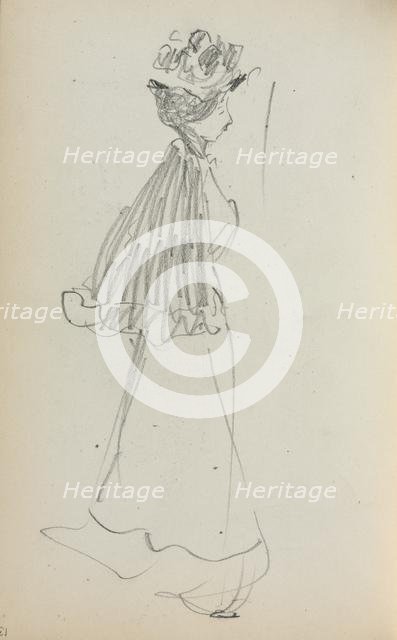 Italian Sketchbook: Standing Woman in profile (page 130), 1898-1899. Creator: Maurice Prendergast (American, 1858-1924).