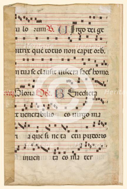 Leaf from a Gradual with Music (verso), c. 1420-1450. Creator: Unknown.