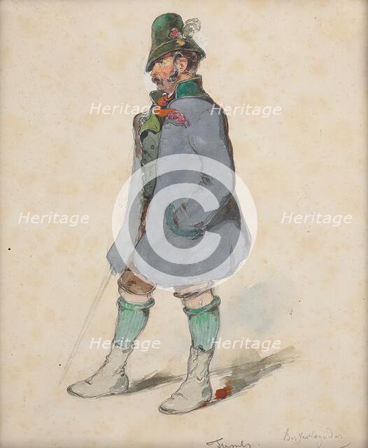 Farmer in Berchtesgadner costume, around 1840. Creator: Johann Friedrich Treml.