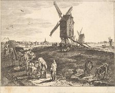 Landscape with Windmills and Cart. Creator: Unknown.