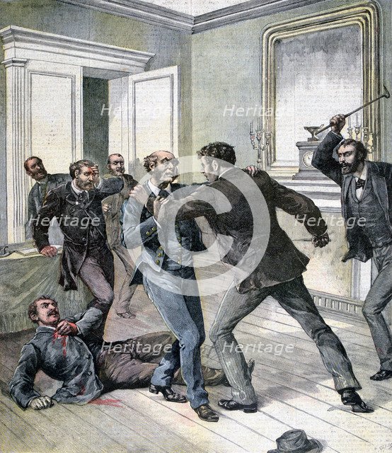 Attack in the office of the Prefecture of the Seine, Paris, 1892. Artist: Henri Meyer