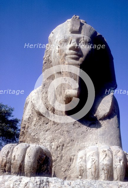 Alabaster Sphinx (seen from front), Memphis, Egypt, 18th or 19th Dynasty, c14th-13th century BC. Artist: Unknown