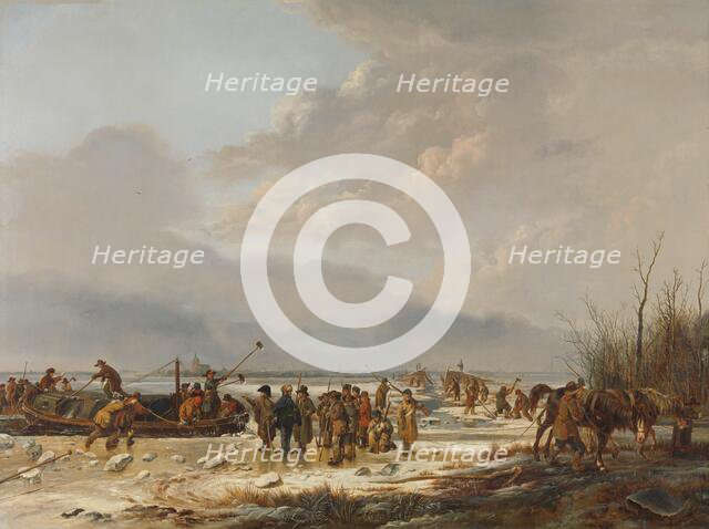 Breaking the Ice on the Karnemelksloot, Naarden, January 1814, 1814-1815. Creator: Pieter Gerardus van Os.