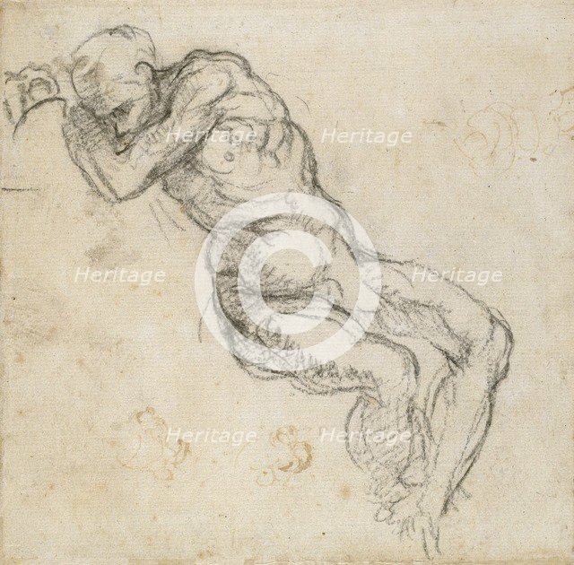 A nude Man sleeping, c1490-1560. Artist: Michelangelo Buonarroti.
