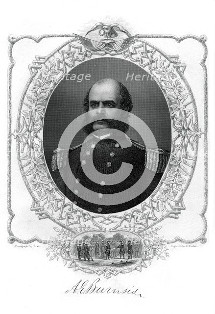 Ambrose Burnside, Union Army general in the American Civil War, 1862-1867.Artist: G Stodart