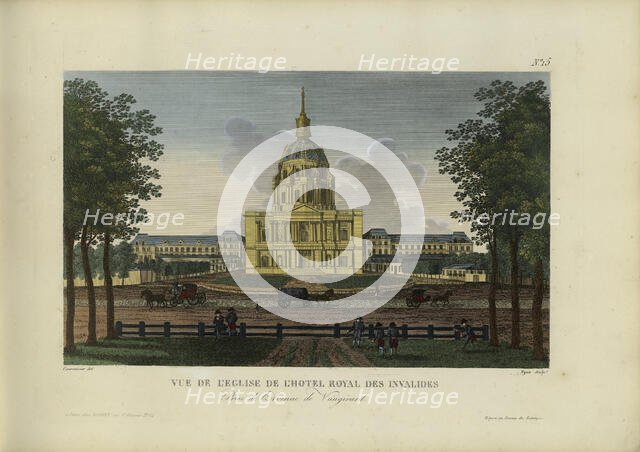 Vue de l'église de l'hôtel royal des Invalides, prise de l'avenue de Vaugirard, 1817-1824. Creator: Courvoisier-Voisin, Henri (1757-1830).