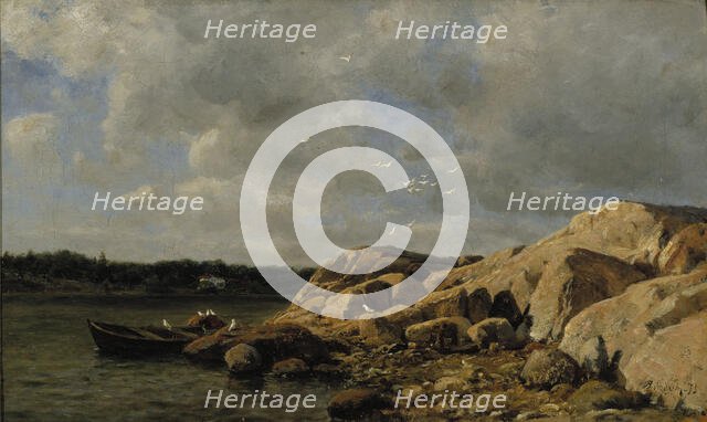 Beach landscape from the Bohuslän archipelago, 1875. Creator: Berndt Lindholm.