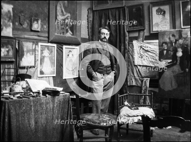 Henri Matisse in the workshop of Henri Evenepoel, 1897. Creator: Evenepoel, Henri Jacques Edouard (1872-1899).