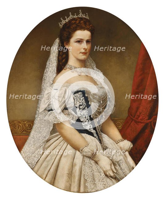 Portrait of Elisabeth of Bavaria in Hungarian coronation dress with the rose diadem, 1867. Creator: Raab, Georg Martin Ignaz (1821-1885).