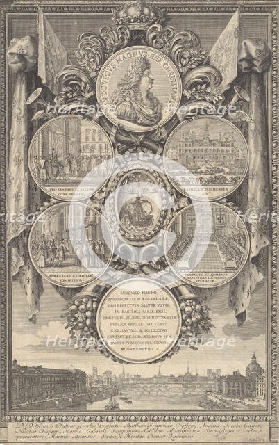 The Reception of Louis XIV at the Hôtel de Ville on the Occasion of his Recovery, January ..., 1687. Creator: Sébastien Le Clerc the Younger.