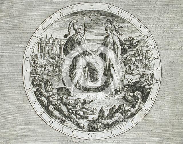 Roma and Batavia, published 1612. Creator: Antonio Tempesta.