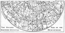 Second part of the star chart of the Northern Celestial Hemisphere showing constellations, 1747. Artist: Unknown