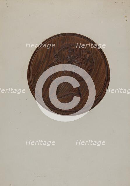Wooden Medallion, c. 1936. Creator: Florence Huston.