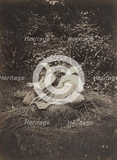 Two Peasant Girls Seated, 1870s. Creator: Auguste Giraudon's Artist (French).
