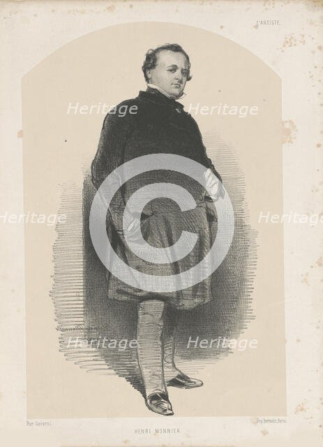 Portrait of Henry Monnier (1799-1877) , 1843. Creator: Gavarni, Paul (1804-1866).