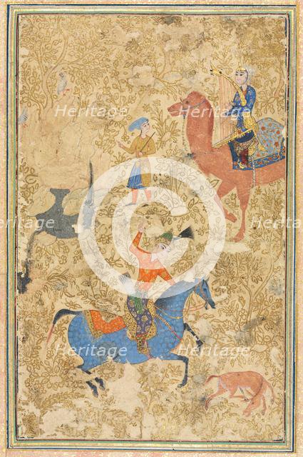 Bahram Gur and Azada, from a Shahnama (Book of Kings) of Firdausi (940-1019 or 1025), 1500s. Creator: Unknown.