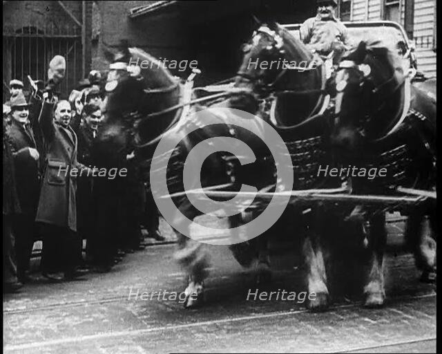 American Civilians Celebrating the End of Prohibition Whilst a Carriage Leaves a Brewery..., 1930s. Creator: British Pathe Ltd.