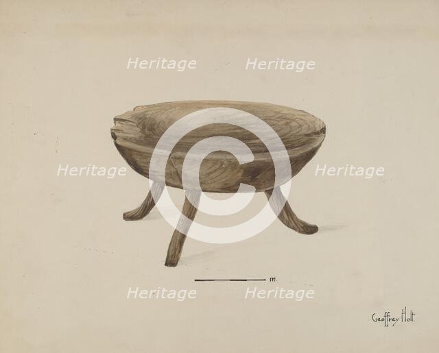Old Wood Stool, 1936. Creator: Geoffrey Holt.