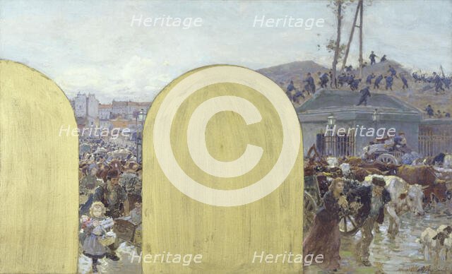 Esquisse pour le cabinet du préfet de l'Hôtel de Ville de Paris : Rentrée dans Paris des..., 1895. Creator: Adolphe Gustave Binet.