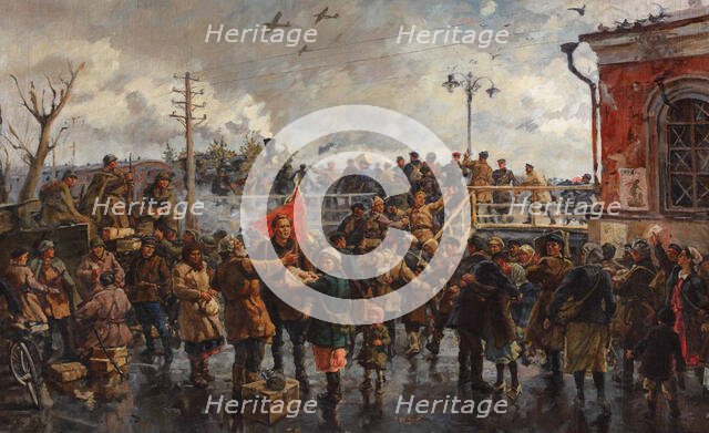 Railroad station, 1948. Creator: Savitsky, Georgi Konstantinovich (1887-1949).