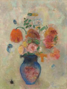 Large Vase with Flowers, c. 1912. Creator: Odilon Redon.