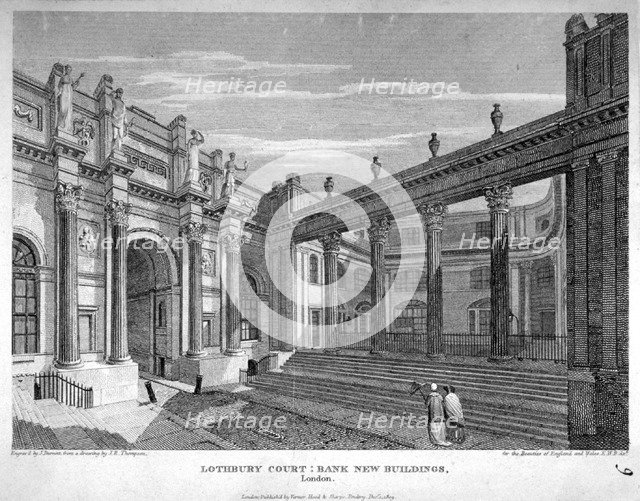 View of Lothbury Court, the Bank of England. City of London, 1809.                                   Artist: J Burnett