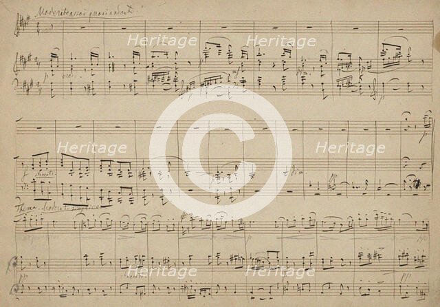 Autograph manuscript of the Variations on a Rococo Theme in A major, Opus 33, 1877. Creator: Tchaikovsky, Pyotr Ilyich (1840-1893).