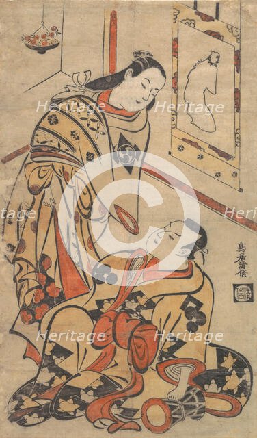 Kabuki Actors Nakamura Gentaro and Ikushima Shingoro, ca. 1710., ca. 1710. Creator: Torii Kiyomasu I.