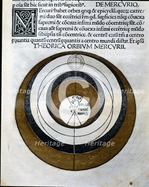 Theory of the orbit of Mercury, engraving from 'Astronomicon', published in Venice in 1485.
