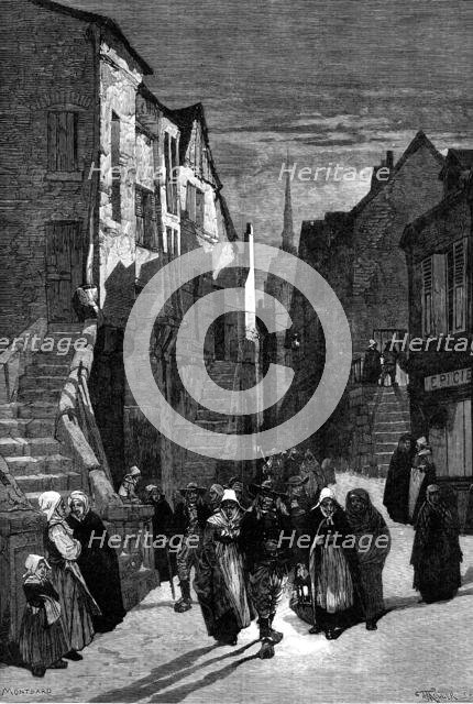 "Returning from Midnight Mass", by M. Montbard, 1881. Creator: T. Moller.