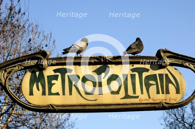 Metro station by Hector Guimard (1867-1942), Art Nouveau style, Paris, France, 2008. Creator: Unknown.