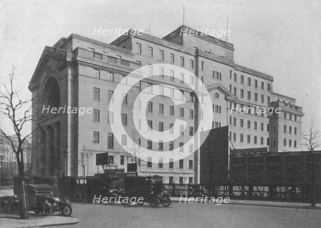 Centre Block of Bush House, London, from Aldwych, 1924. Artist: Unknown.