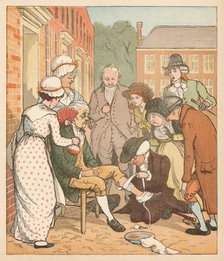 Neighbours dressing the good man of Islington's bite, c1879. Creator: Randolph Caldecott.