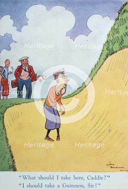 Golfing cartoon advertising Guinness, c1920s. Artist: Unknown