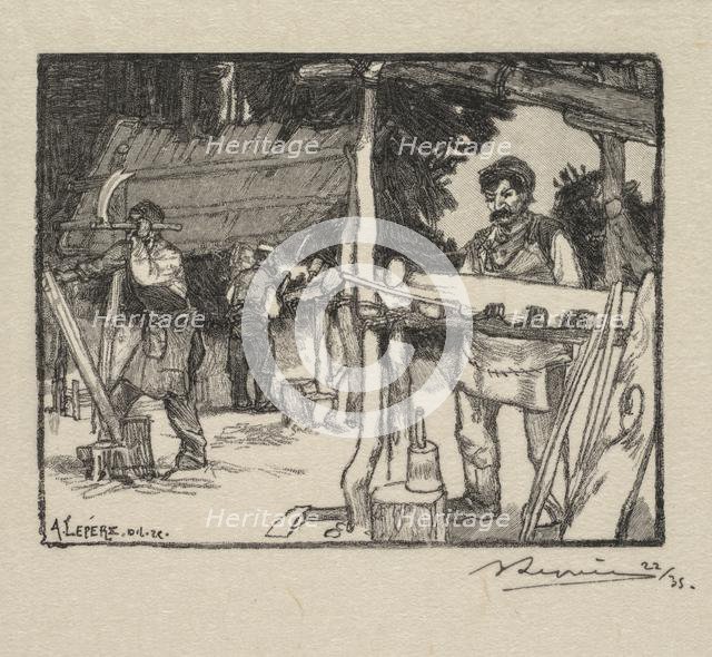 Fontainebleau Forest: Manufacturer of Slats (La Forêt de Fontainebleau: Le Fabricant de lattes), 189 Creator: Auguste Louis Lepère (French, 1849-1918); A. Desmoulins, Published in Revue Illustrée, 1887-90.