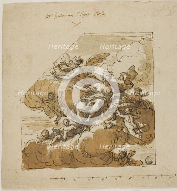 Flora Design for Closet Ceiling (left) and Statue of Apollo Design for Blank Niche (right), for...,  Creator: Sir James Thornhill.