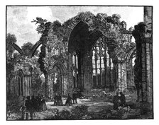 Visit of Queen Victoria to Melrose Abbey, Scotland, late 19th century. Artist: Unknown