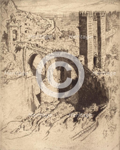Bridge of Alcantara, 1904. Creator: Joseph Pennell.
