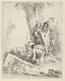 Shepherd with Two Magicians, from the Scherzi, ca. 1743-57. Creator: Giovanni Battista Tiepolo.
